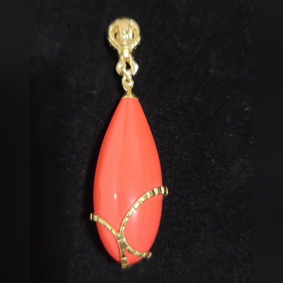 18K Orange Coral Gemstone pendant Brand new🔥 - Picture 2 of 9